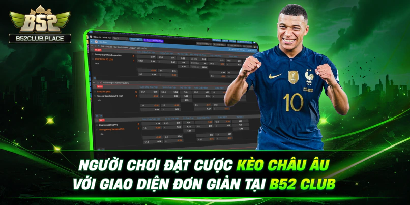 Người chơi đặt cược kèo châu Âu với giao diện đơn giản tại B52 Club